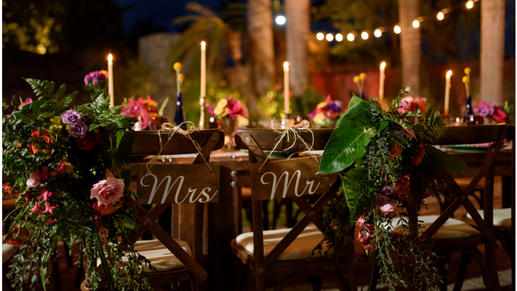 Mr & Mrs chairs Destination Wedding